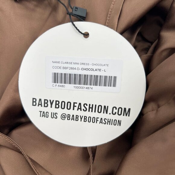 Elegant Brown Cowl Neck Mini Dress | New With Tags - Picture 4 of 8